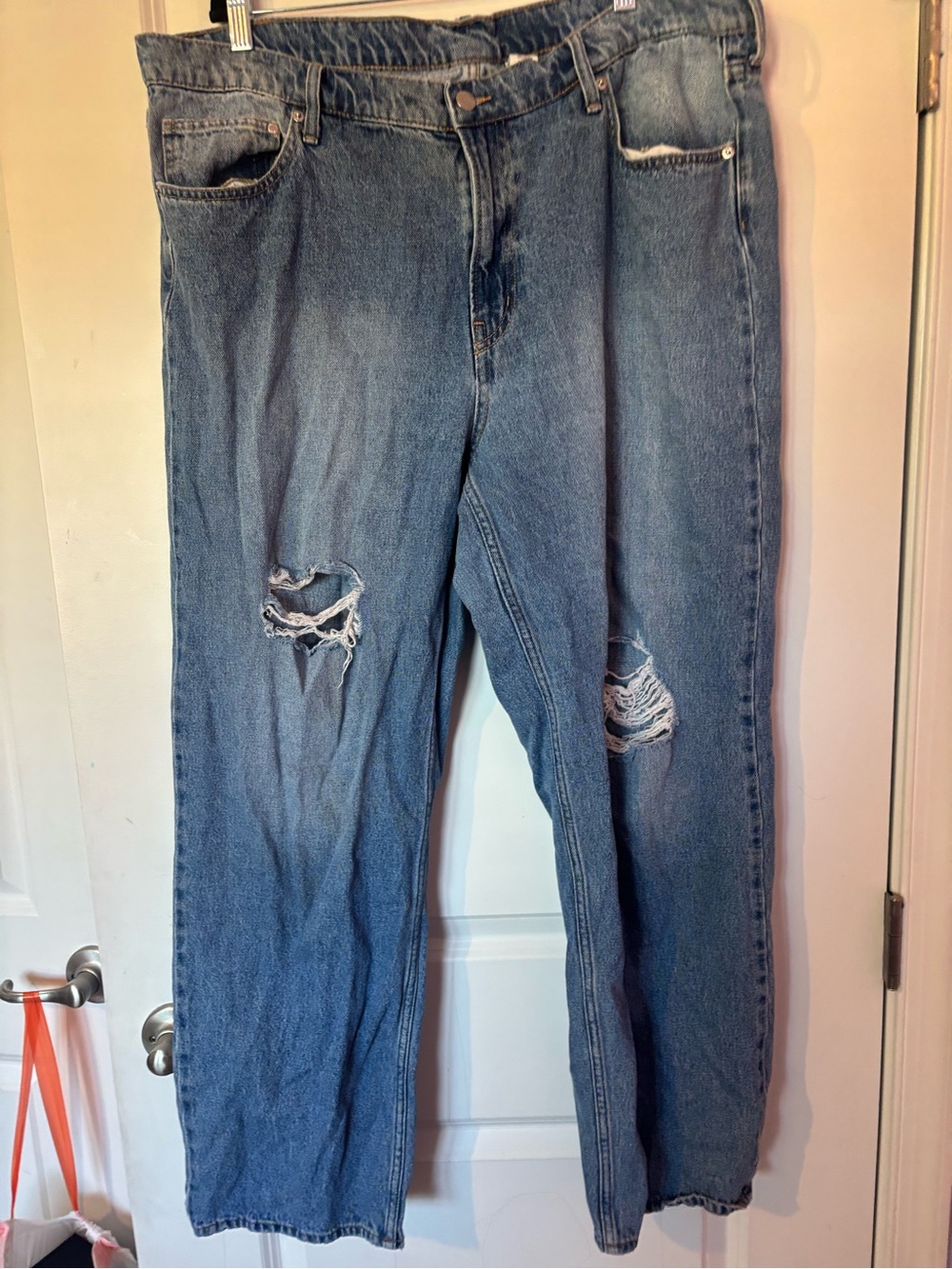 H&M Baggy Low Waist Denim Distressed Blue Jeans Waist 0